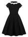 [Übergröße] Schwarz 1950er Halloween Fledermaus Swing Kleid
