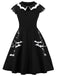 [Übergröße] Schwarz 1950er Halloween Fledermaus Swing Kleid