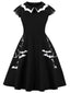 [Übergröße] Schwarz 1950er Halloween Fledermaus Swing Kleid