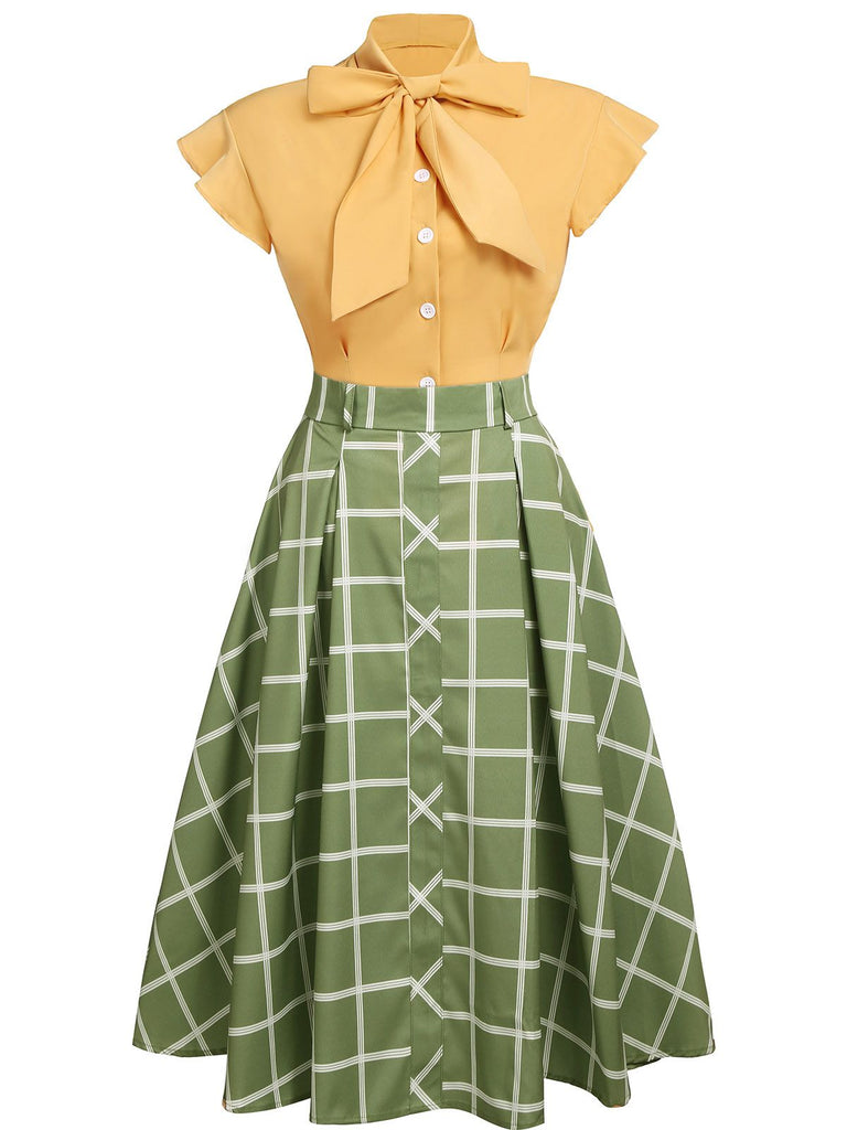 1950ER PATCHWORK PLAID BOW TOP UND RÖCKE