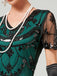 1920er V-Ausschnitt Paillettenbesetztes Mesh Meerjungfrauenkleid Formelles Kleid