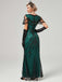 1920er V-Ausschnitt Paillettenbesetztes Mesh Meerjungfrauenkleid Formelles Kleid