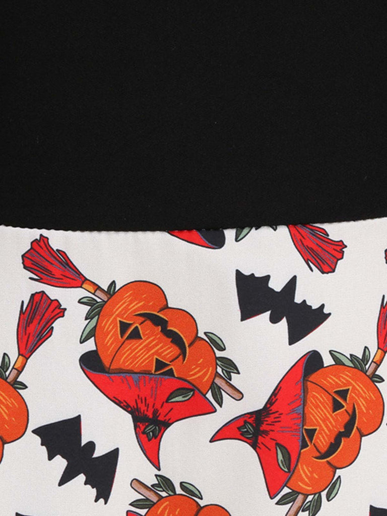 1950er Halloween Kleid mit langen Ärmeln und Kürbisschleife