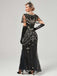 1920er V-Ausschnitt Paillettenbesetztes Mesh Meerjungfrauenkleid Formelles Kleid