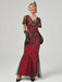 1920er V-Ausschnitt Paillettenbesetztes Mesh Meerjungfrauenkleid Formelles Kleid