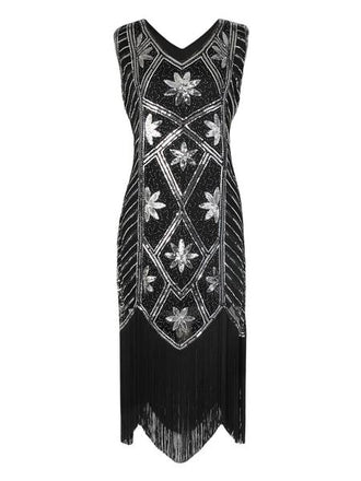 SCHWARZ 1920ER PAILLETTEN FLAPPER KLEID
