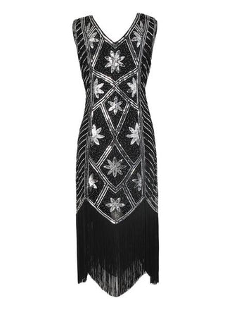 SCHWARZ 1920ER PAILLETTEN FLAPPER KLEID