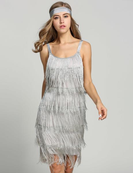SCHWARZ 1920ER FRINGE GROßE GATSBY KLEID MIT GüRTEL