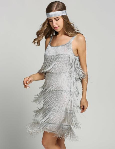 SCHWARZ 1920ER FRINGE GROßE GATSBY KLEID MIT GüRTEL