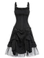 Schwarz 1950er Gothic Mesh Swing Kleid