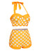 Gelb 1950er Tupfen Halter Bikini Set