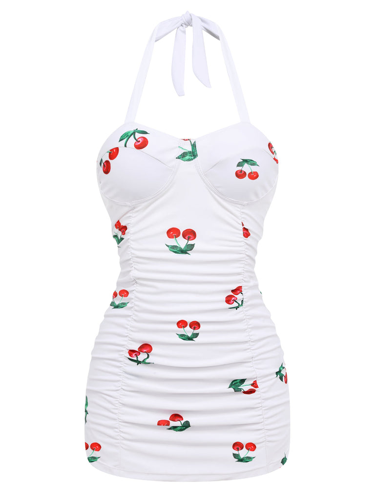 WEIß CHERRY HALFTER  EINTEILIGER BADEANZUG