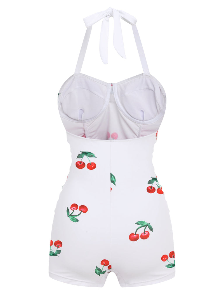 WEIß CHERRY HALFTER  EINTEILIGER BADEANZUG