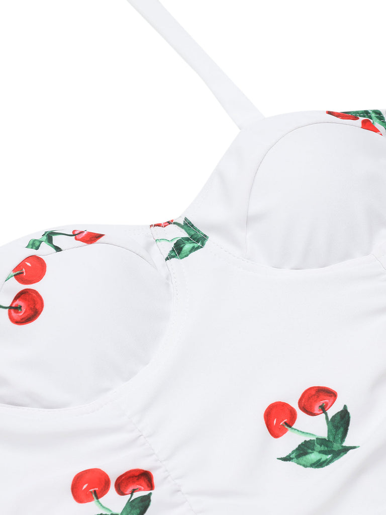 WEIß CHERRY HALFTER  EINTEILIGER BADEANZUG