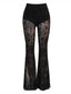 Schwarz 1930er Halloween Spitze mit hoher Taille Schlaghosen
