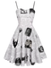 Weiß 1950er Halloween Fledermaus Kap Swing Kleid