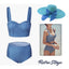 BLAUEM KARIERTEM BÄNDER BIKINI SET