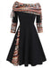 1950er Plaid Patchwork Schnürschuh Schulterfrei Kleid