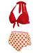 ROTE GEPUNKTE HALFTER-BIKINI-SET