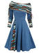 1950er Plaid Patchwork Schnürschuh Schulterfrei Kleid