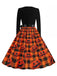 Orange 1950er Halloween Kürbis Swing Kleid