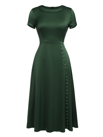 EINFARBIGES DARLENE-KLEID MIT PERLENKNÖPFEN