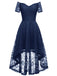 1950ER SCHULTERFREIES BLUMENSPITZE KLEID