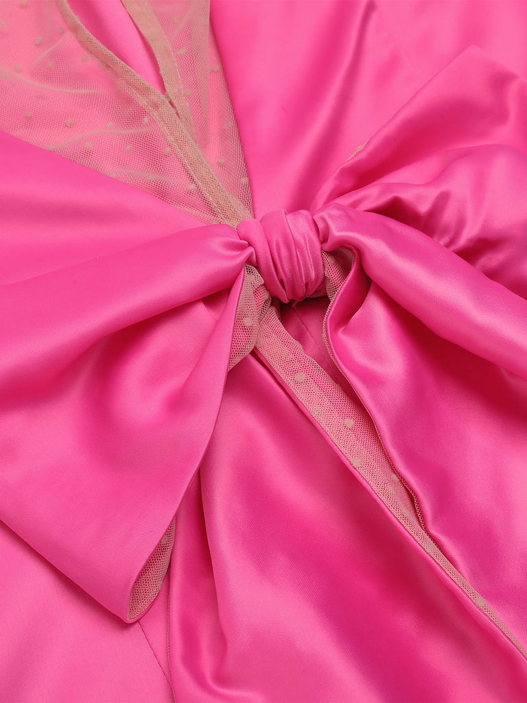 Rosenrot 1960s Satin Bleistiftkleid