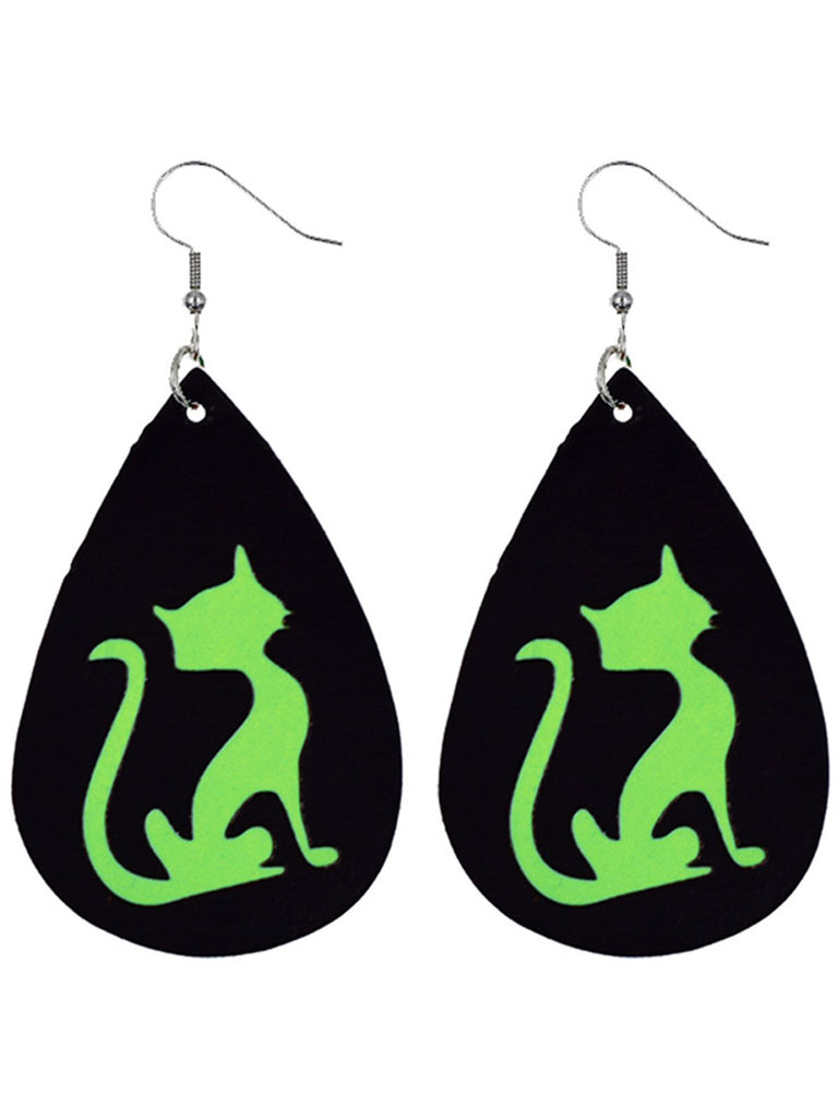 Schwarz Retro Halloween Leuchtend Katze Tropfen Ohrring