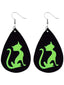Schwarz Retro Halloween Leuchtend Katze Tropfen Ohrring