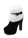 Schwarz Retro Weihnachten Kurz Plüsch Hoher Absatz Schuhe