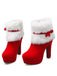 Schwarz Retro Weihnachten Kurz Plüsch Hoher Absatz Schuhe