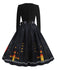 1950er Halloween Kürbis V-Ausschnitt Hepburn Kleid