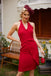 ROT VINTAGE NECKHOLDER BOW PENCIL KLEID