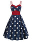 NAVY BLAU STERNE PATCHWORK SWING KLEID