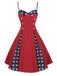 ROT STERNE PATCHWORK SWING KLEID