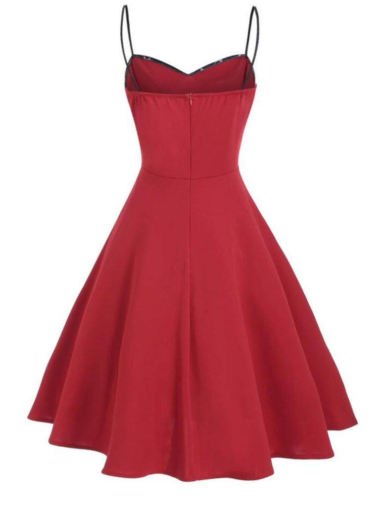 ROT STERNE PATCHWORK SWING KLEID
