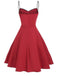 ROT STERNE PATCHWORK SWING KLEID