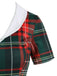 1950ER PLAID BOW KURZARM SWING KLEID
