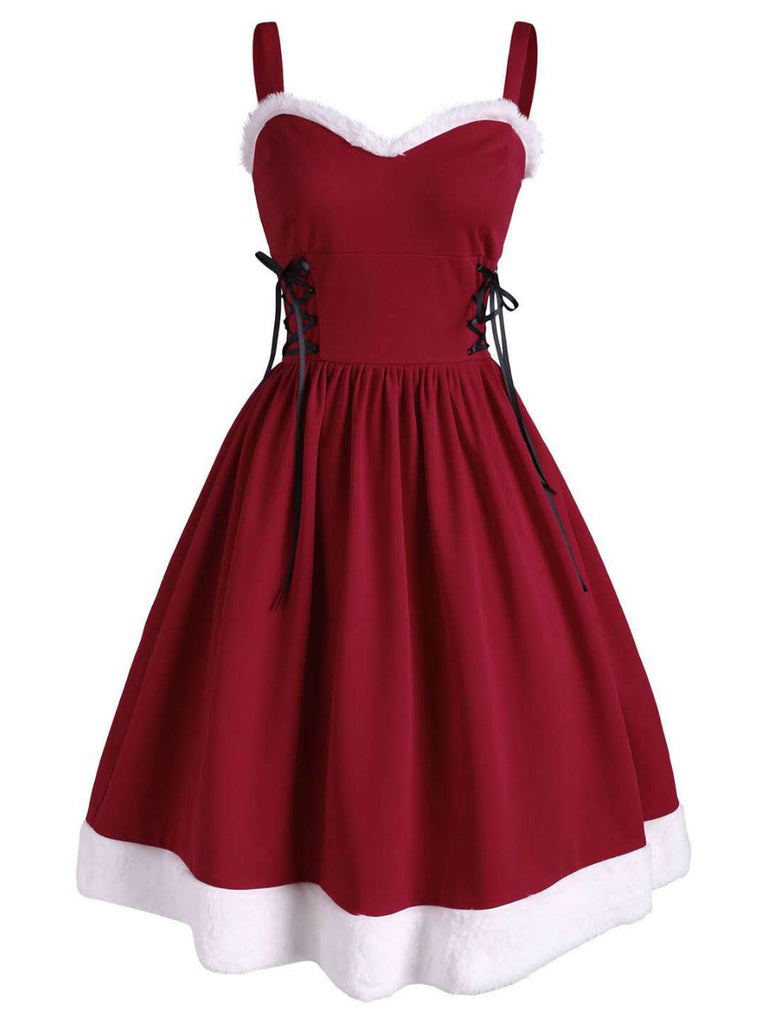 WEINROT 1950ER SPAGHETTI SWING KLEID