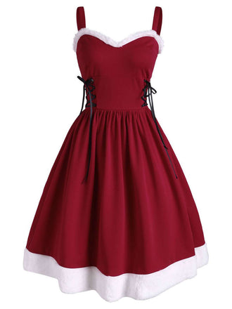 WEINROT 1950ER SPAGHETTI SWING KLEID