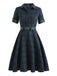 GRÜN 1950ER PLAID KURAZARM SWING KLEID