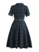 GRÜN 1950ER PLAID KURAZARM SWING KLEID