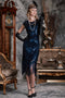 DUNKEL BLAU 1920ER FRANSEN GATSBY FLAPPER KLEID