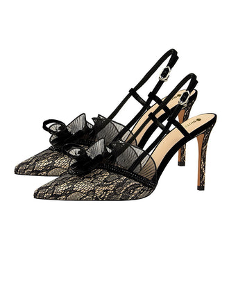 SLINGBACK-SCHUHE MIT HOHEM ABSATZ UND BLUMENSTICKEREI