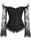 Schwarz Halloween Steampunk Spitze Patchwork Korsett