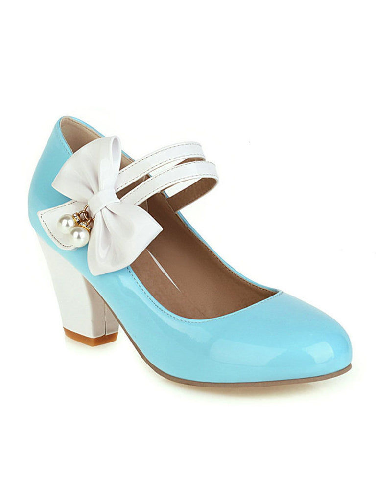 VINTAGE PATCHWORK BOW HOHE ABSATZ SCHUHE