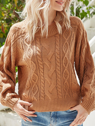 WEICHER STRICKPULLOVER MIT ZOPFMUSTER