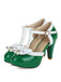 Marineblau Retro T-Gurt Bogen Hoher Absatz Schuhe