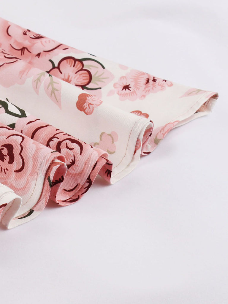 Blau 1950er Floral Patchwork Swing Kleid